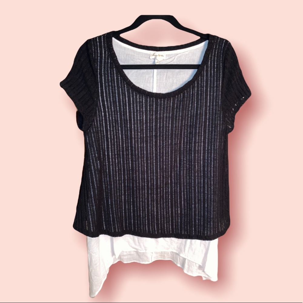 Anthropologie ~ Meadow Rue black/white top~ Medium - Picture 2 of 7